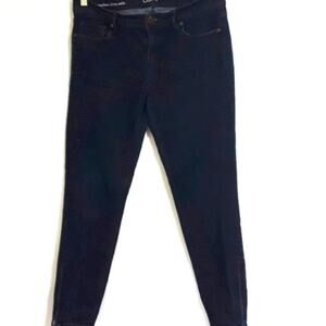 Womens Sz 28 Modern Skinny Ankle 7" Zip Hem Dark Wash Jeans Ann Taylor Loft
